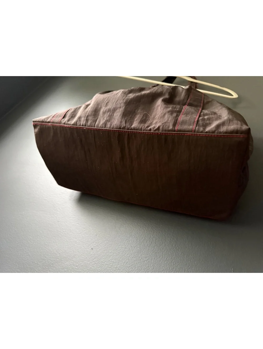 Baggallini Brown Tote Bag with Red Stitching and Front Pocket